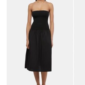 NWOT We Wore What Strapless Mixed Media Midi Dress in Black